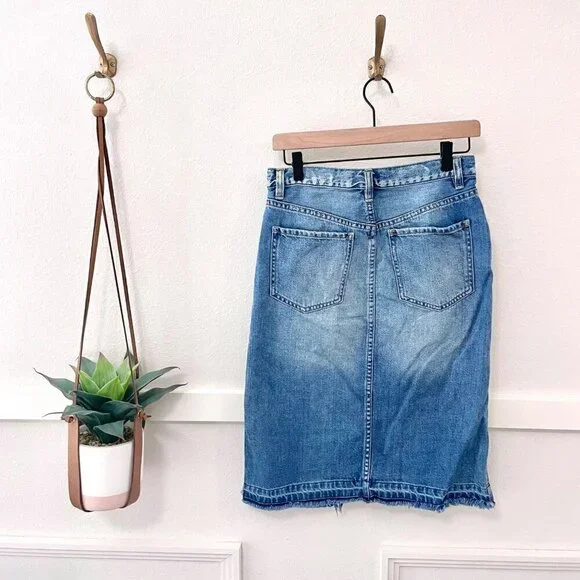 Free People We the Free Midi Cloudless Denim Skirt Blue Size 27 - Picture 8 of 8
